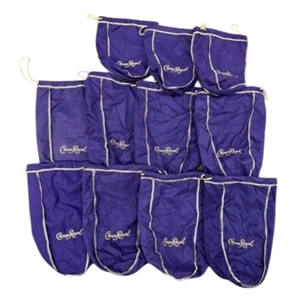 Lot of 11 Crown Royal Purple Drawstring Bags Gold Embroidery Craft Storage Gift